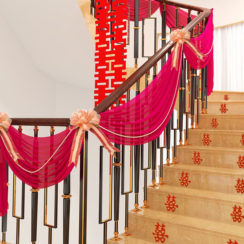 结婚楼梯扶手装饰婚房布置套装订婚男方室内婚P礼用品大全婚庆拉