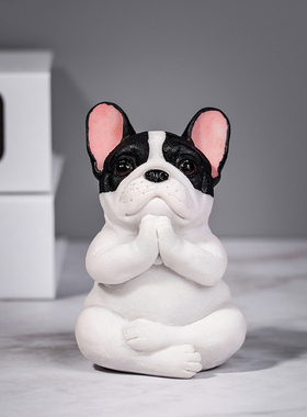 法斗瑜伽摆件斗牛犬玩偶摄影拍照道具客厅L家居饰品装饰桌面狗模
