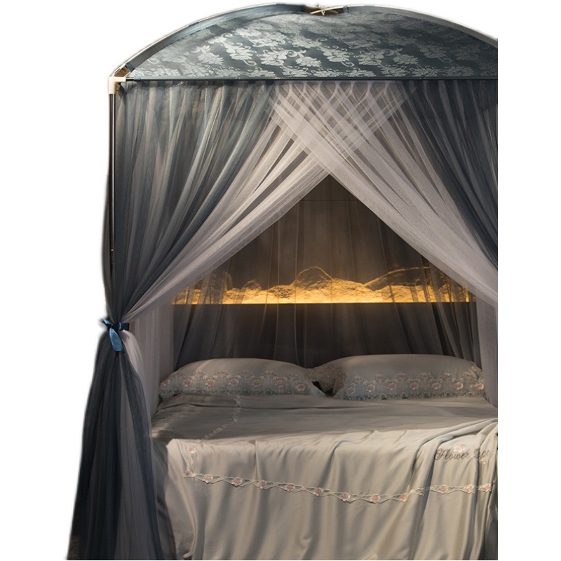 蚊帐家用支架固定宫廷q落地式公主风新款方便拆洗三开门床帘一体