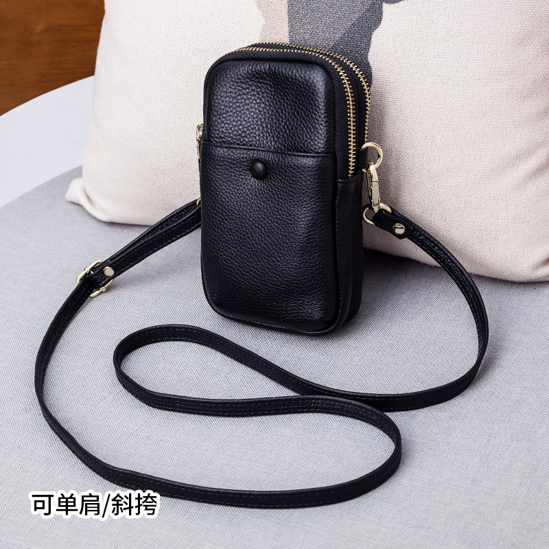 手机包女斜挎2025新款时尚百搭多隔层真皮单肩包女装手机的小包包