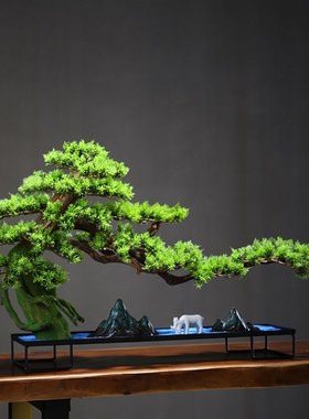 办公室桌面酒店玄关装饰盆景景观大型仿真迎客松罗汉松美人松摆件