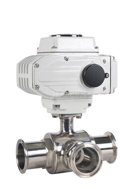 不锈钢电动三通快装球阀 Q984F\z/Q985F 卫生级卡箍球阀 T型 L型