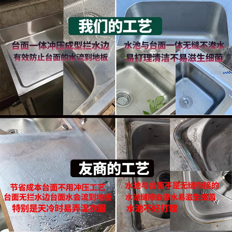 不锈钢水槽单槽台面一体带支架厨房洗菜盆双槽洗手盆商用洗碗池厚