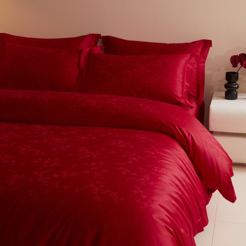 提花结婚四件套婚庆大红刺绣床单被套全棉新婚房婚嫁喜被,床上用品,婚庆床品套件,淘宝优惠券,粉丝福利购,淘宝优惠卷