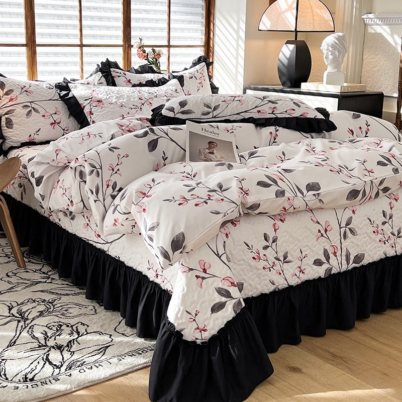 A类夹棉b四季床盖四件套 外贸加厚炕盖床罩三件套保护套榻榻米床