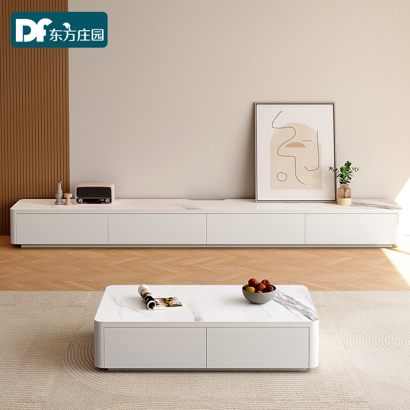 实木电视柜现代简约小户型地台柜客厅家用白色落地奶油风电视机柜