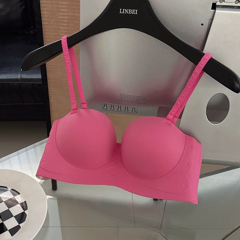 无肩带超厚5cm内衣女小胸聚拢平胸加厚外扩显大抹裹胸文胸罩