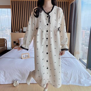 哺乳睡裙秋冬长款加厚孕妇睡衣春秋季产检待产裙空气棉产后月子服