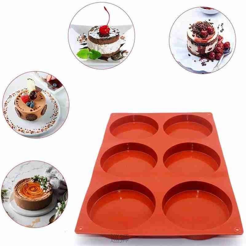 6-Cavity Large Cake Molds Silicone Round Disc Resin Mold Non