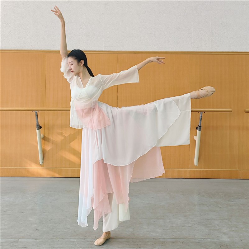 工厂销古典舞舞蹈服装女飘逸飞舞裙裤中H国表演服宽松阔腿纱裤民