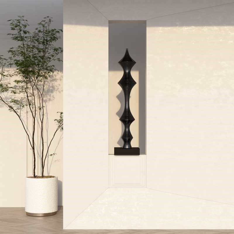高级感落地艺术摆件螺纹诧寂风雕塑意式展示架玄关立柱装饰品,家居饰品,落地摆件,淘宝优惠券,粉丝福利购,淘宝优惠卷