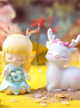 梦幻少女ins可爱鹿璐守护小灯创意儿童桌面装饰摆件生日礼物