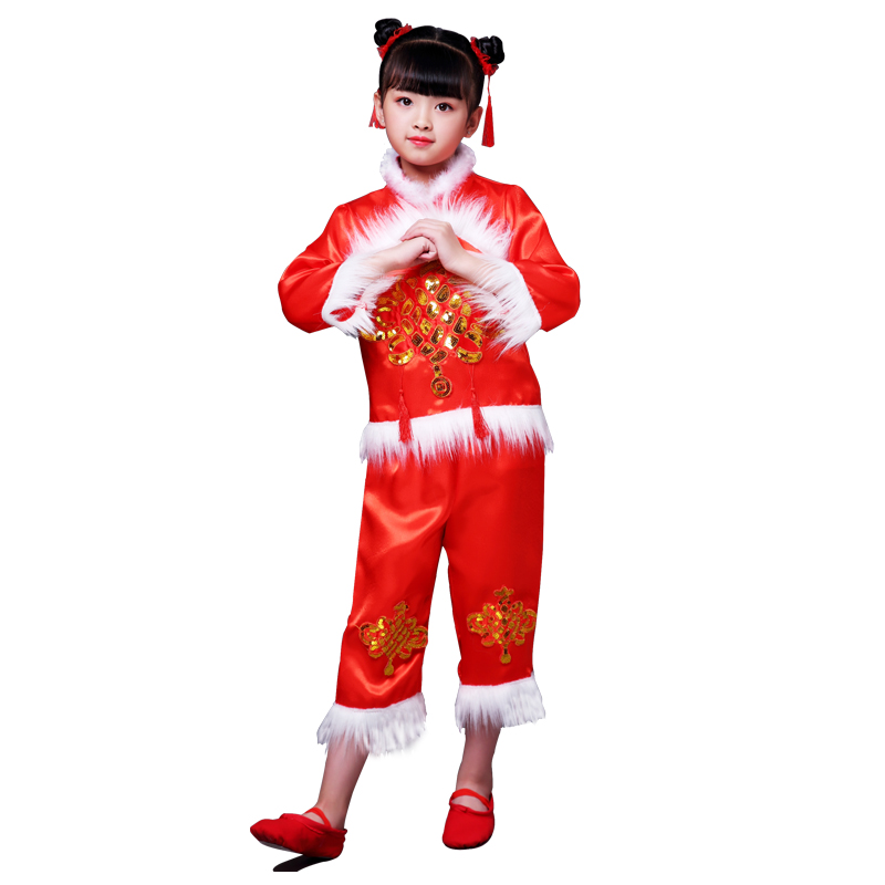 新年儿童演出服j秧歌服中国风幼儿喜庆舞蹈开门红打鼓服表演服男