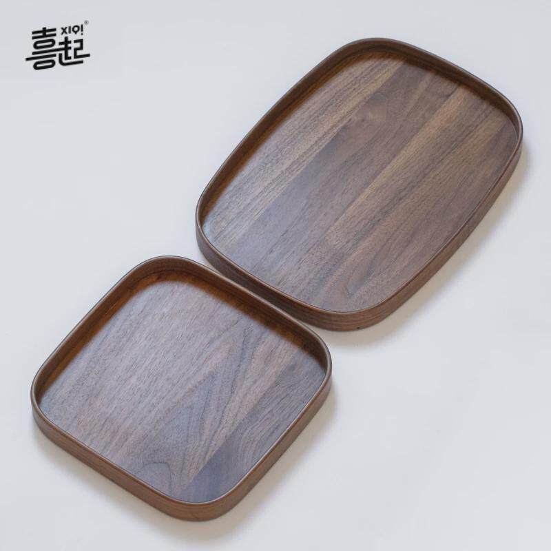 黑胡桃木托盘咖啡 简约木质家用实木茶盘茶具水杯下午茶托盘新品