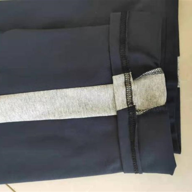 订做中小学生男女校服长裤深藏蓝色拼浅灰宽杠运动休闲校裤