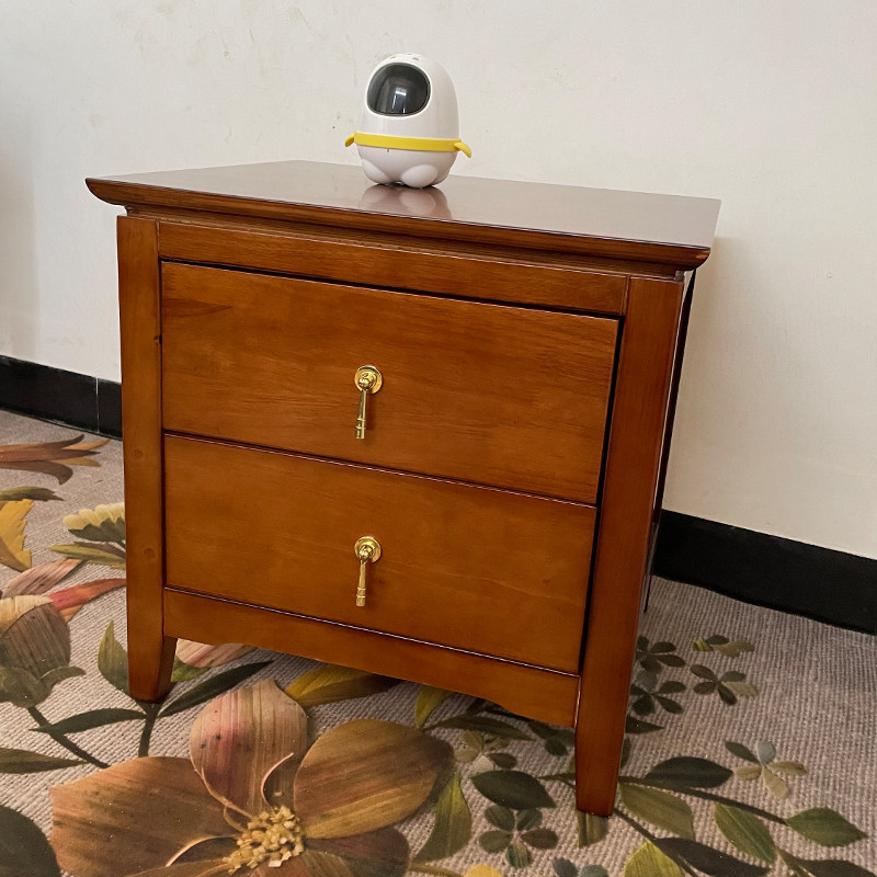 新中式实木床头柜简约现代紫檀色小型床边柜卧室床头收纳柜免安装