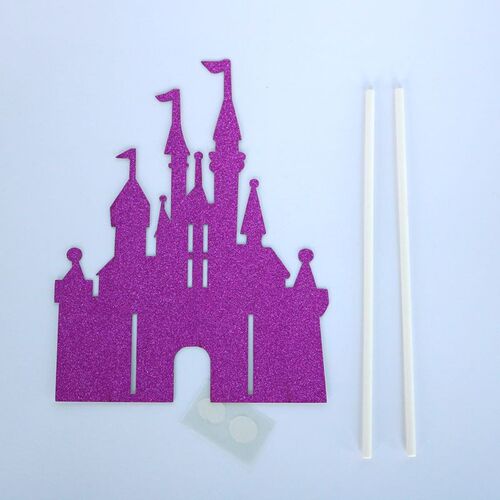1pc Princess Castle Gold Silver Blue Purple Cake Topper Wedd