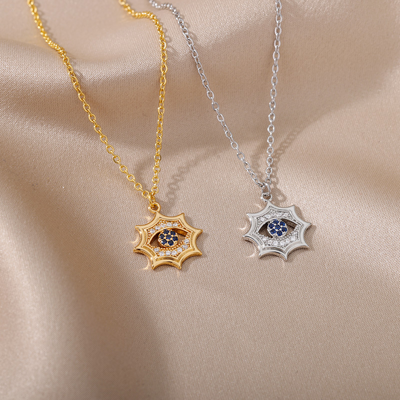 极速New Evil Eye Necklace For Women Luxury Shiny Zircon Turk