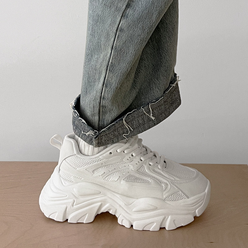 两点浪漫2023新款网面鞋厚底透气老爹鞋男女7cm增高发型师小白鞋,流行男鞋,老爹鞋,淘宝优惠券,粉丝福利购,淘宝优惠卷