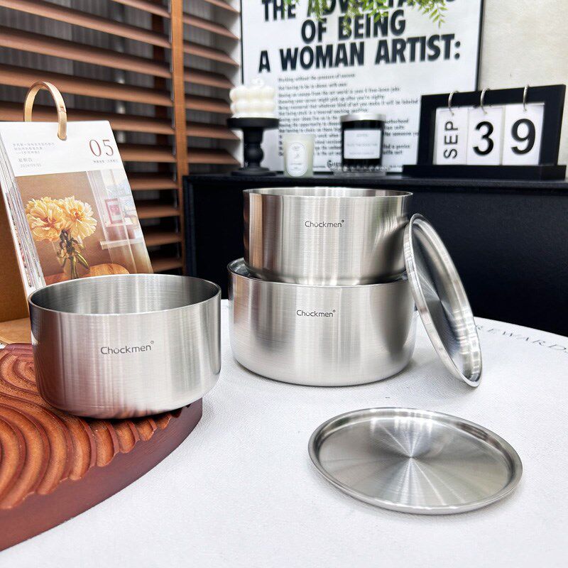 18/10不锈钢单层带盖碗蒸蛋炖盅隔水炖小碗保鲜碗饭碗水果碗