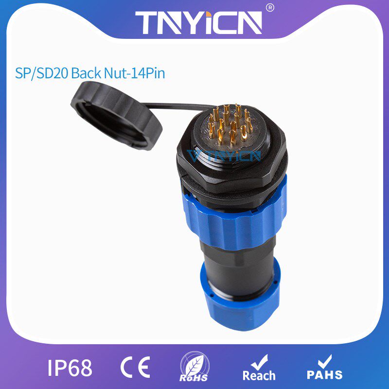Waterproof Connector IP68 SP/SD20 Back Nut 14Pin Panel Moun