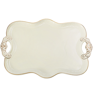 那些时光 陶瓷欧式茶具托盘长方形英式茶盘 家用水杯茶杯托盘收纳