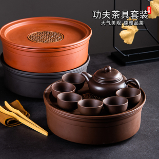 紫砂陶瓷功夫茶具储水茶盘家用现代简易沥Q水托盘小型茶台茶 中式
