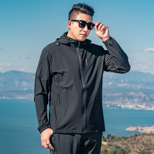 大码男装2024夏季户外男士防晒衣轻薄透气运动潮牌防晒服外套