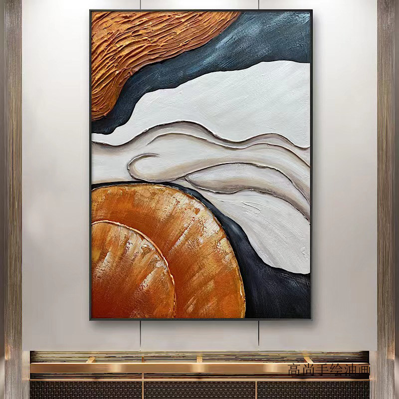 客厅厚肌理抽象装饰画过r道玄关立体手工画餐厅极简画卧室床头挂