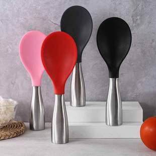 spoon silicone hollow Round sil steel rice handle stainless