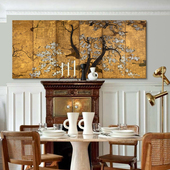 复古挂画 饰画客厅餐厅卧室日料馆民宿日式 樱梅柳图中式 小众艺术装