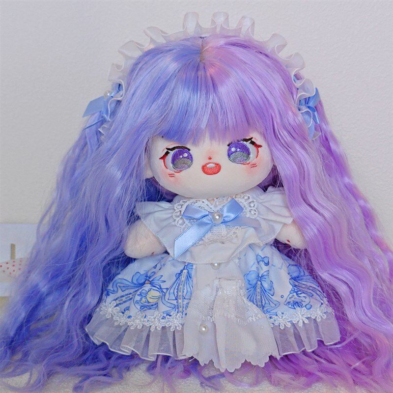 20cm棉花娃娃高温丝蓝紫色双拼长发大乔原创正版换装毛绒公仔玩偶