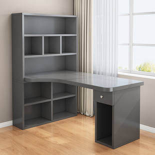 学生家用转角书桌书架一体桌卧室简易学习写字桌简约电脑桌带书架