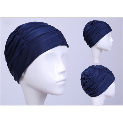 极速Women Swimming Cap Free Size Solid Long Hair Sports Bath