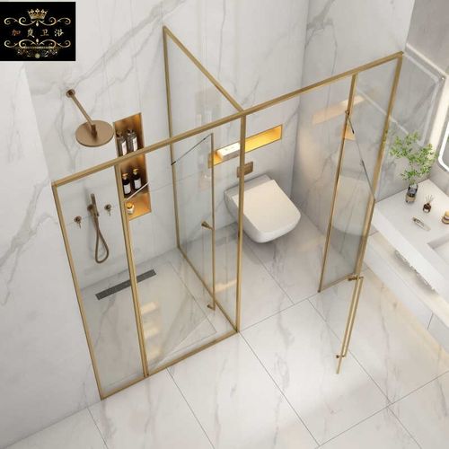 极窄不锈钢边框别墅酒店公寓T形淋浴房隔断屏风干湿三分离浴室门