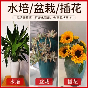 景德镇陶瓷水培小花插花器花瓶复古陶罐粗陶客厅干花家居摆件花恒