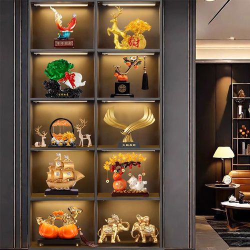 新中式办公室客厅书房摆件高档中国风酒柜装饰品博古架玄关摆设品