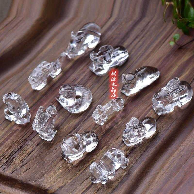 纯天然白水晶十二生肖风水小摆件兔猴猪羊马牛龙鼠虎蛇鸡狗 4厘米