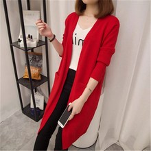 极速Mid-length Cardigan Sweater Women Long-sleeved Jacket Au