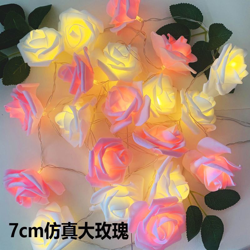 速发led玫瑰花少女心浪漫房间装饰布置灯串婚庆节日彩灯求婚表白