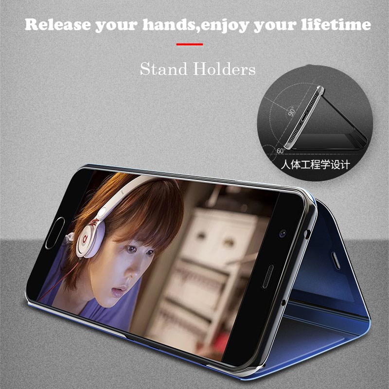 Mirror Flip Leather Smart View Case For iPhone X 6 6S 7 8 P