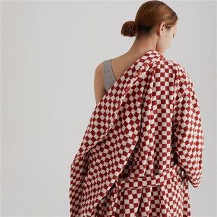 Long Checkered Checkerboard 网红Loose Staple Classic Cotton