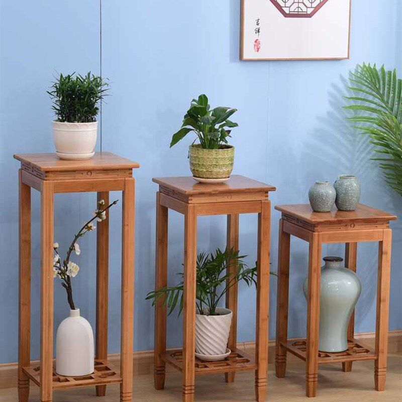 实木花架子客厅落地式花盆u架室内家用花几花台新中式置物架花瓶u