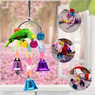 极速1PC Simple Bell Chain Parrot Toy Bird Beaded Suspension