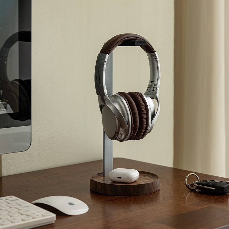 实木电脑耳机支架托盘电竞头戴式悬挂耳机架桌面创意收纳架展示架