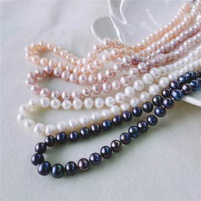 推荐DAIMI Freshwater Pearl Necklace 6-7mm Natural Thread Pea