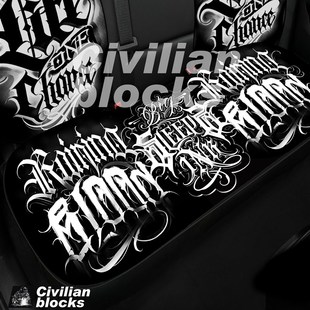 西海岸奇卡诺hiphop嘻哈说唱匪帮硬核花体字汽车坐垫套装