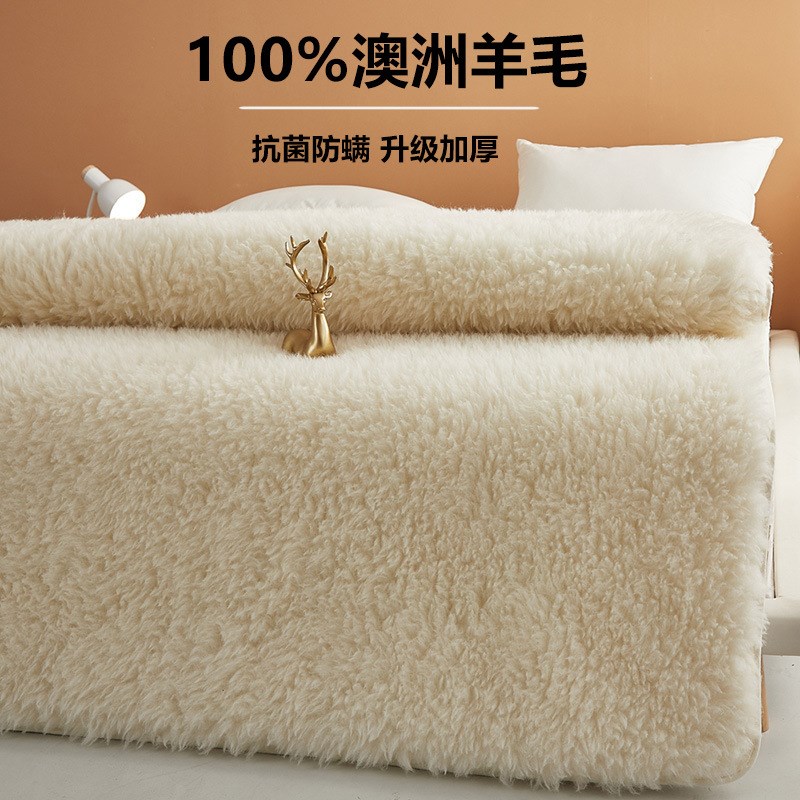 XXP4纯澳洲羊毛l床垫软垫冬季加厚家用单人冬天保暖羊羔绒毯子垫