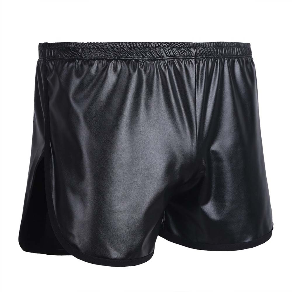 速发Faux Leather Boxer Summer WetLook  Fitness Sports Casual