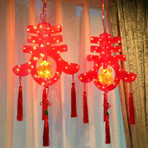 2025新年立体春字挂件LtED彩灯蛇年氛围装饰布置灯笼春字闪灯挂饰